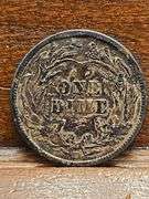 1914D BARBER DIME AU TONING