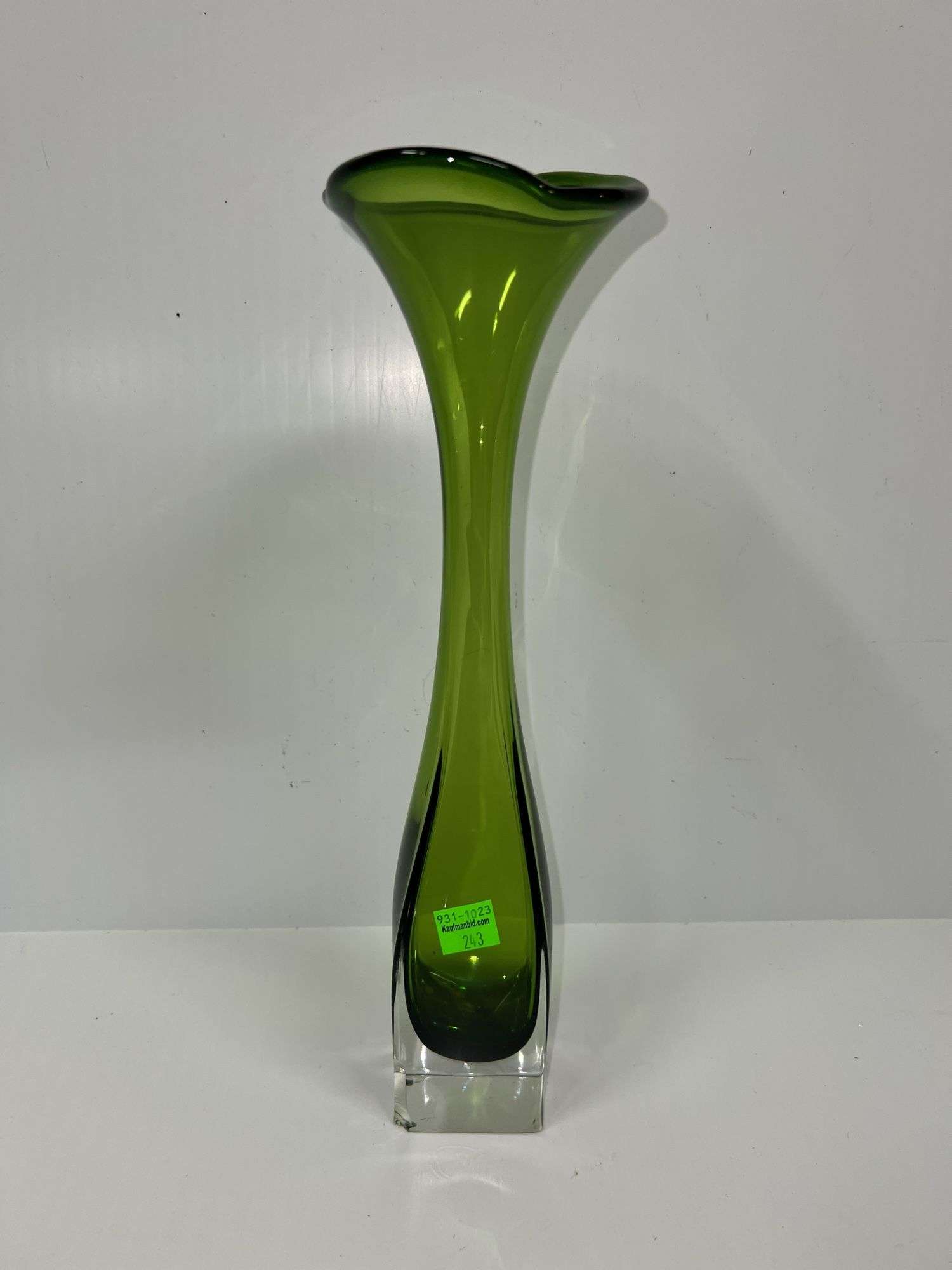 Green Tulip Glass Vase