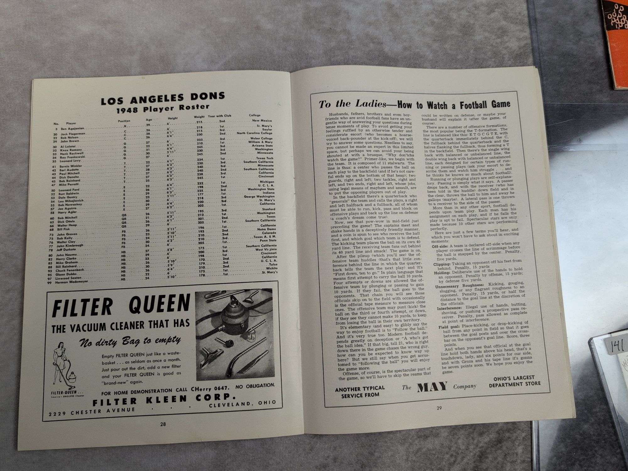 1948 Sept. 3rd Cleveland Browns Program vs L.A. Dons & 1948 Browns & Barons Schedule