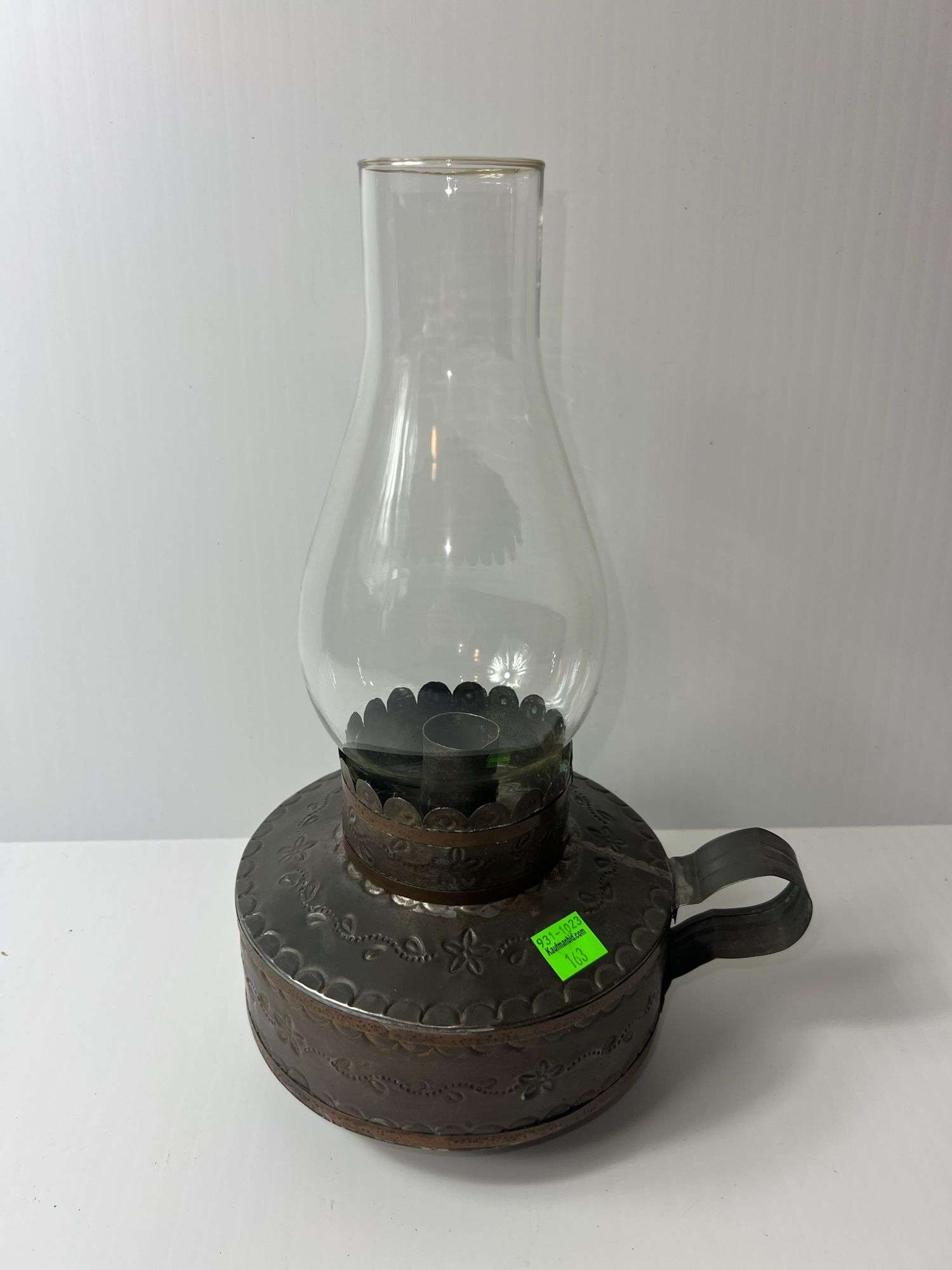 Vintage Mexican Art Oil Lamp w/ Tin Base