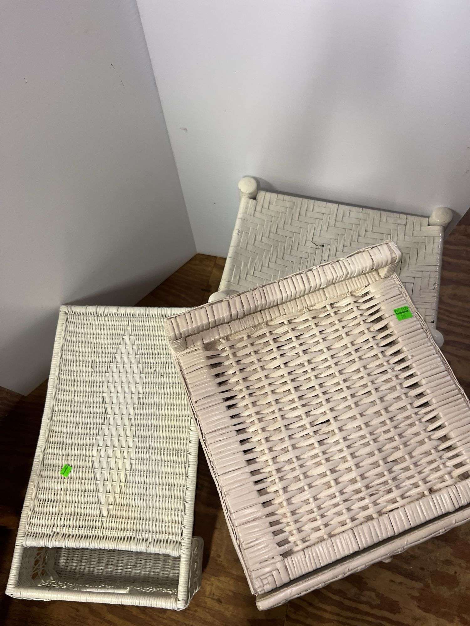 White Wicker Nightstand and Side Table