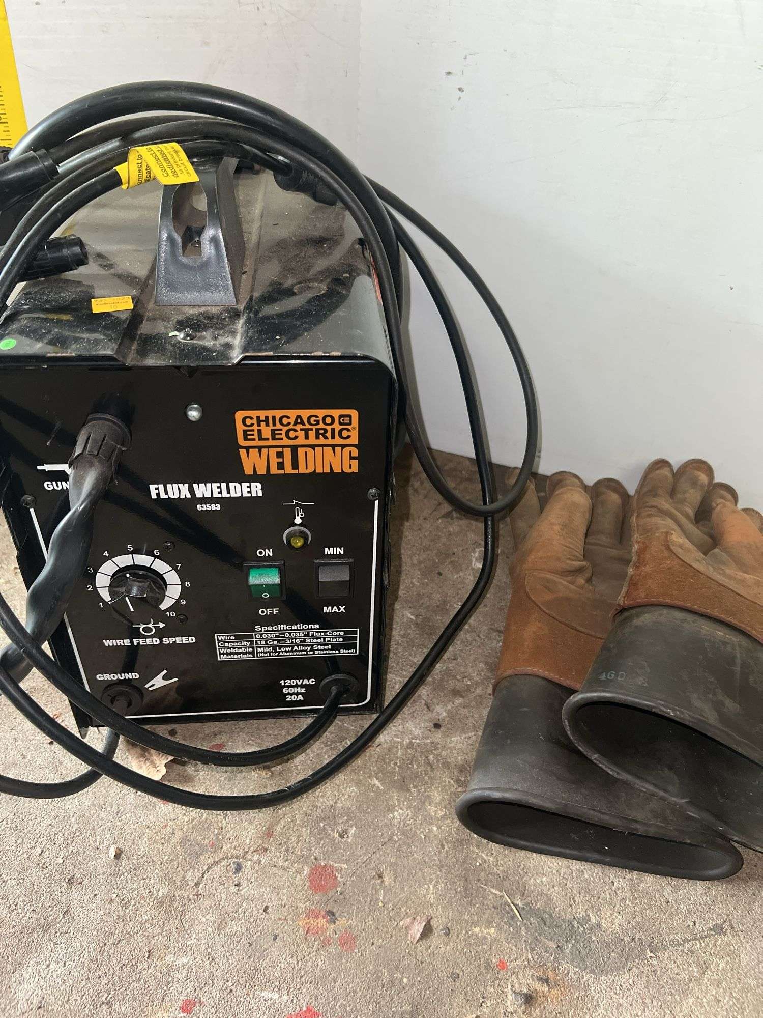 Chicago Electric Flux Welder and Welding Gloves