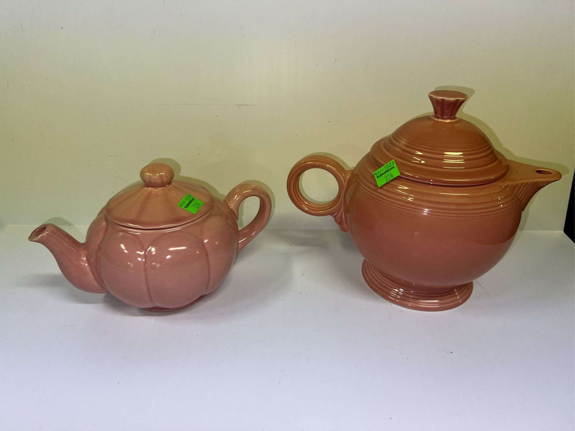Homer Laughlin Fiesta Teapot and Unbranded Pink Ceramic Teapot