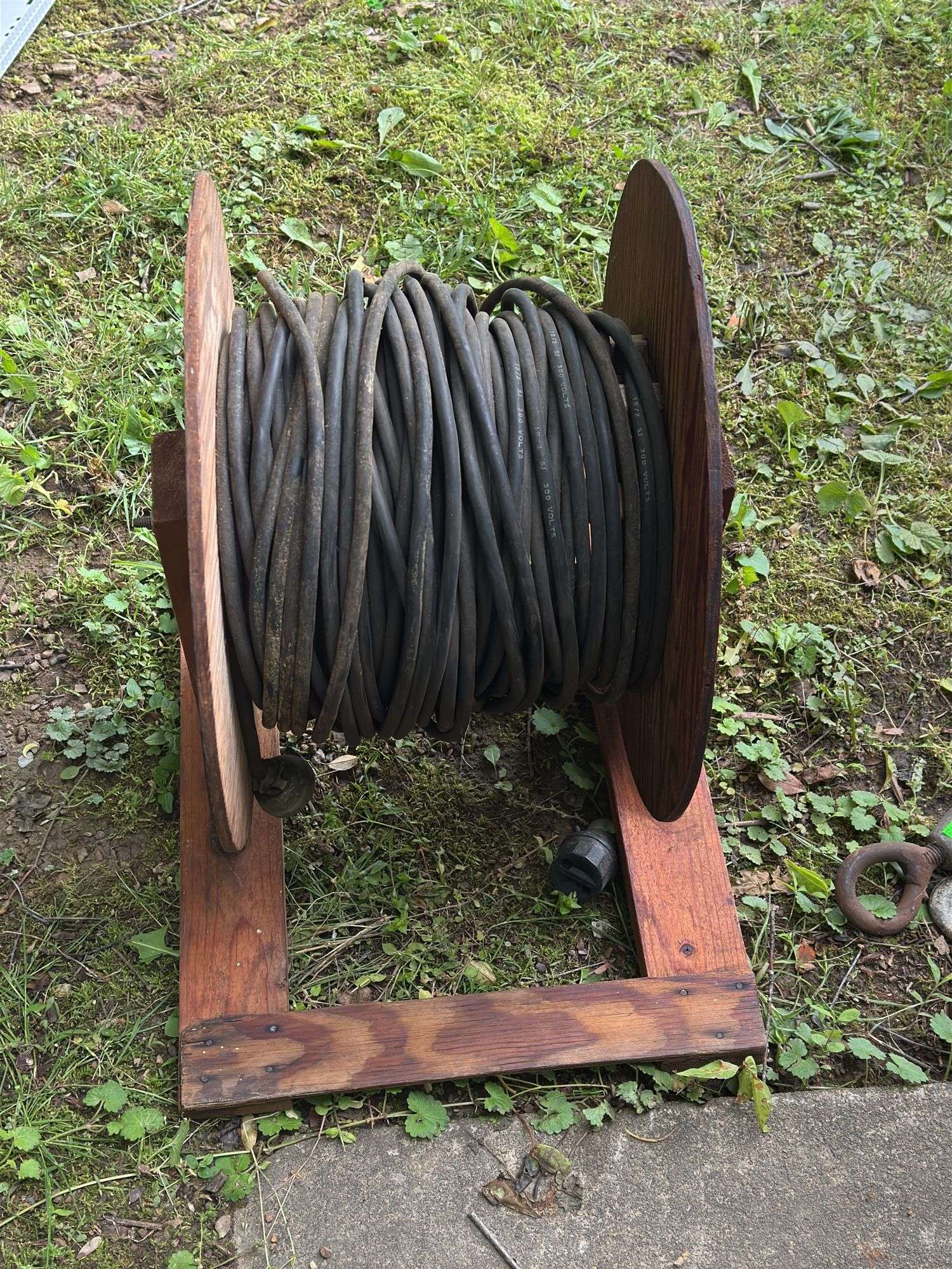 Wooden Spool of Extension Cable