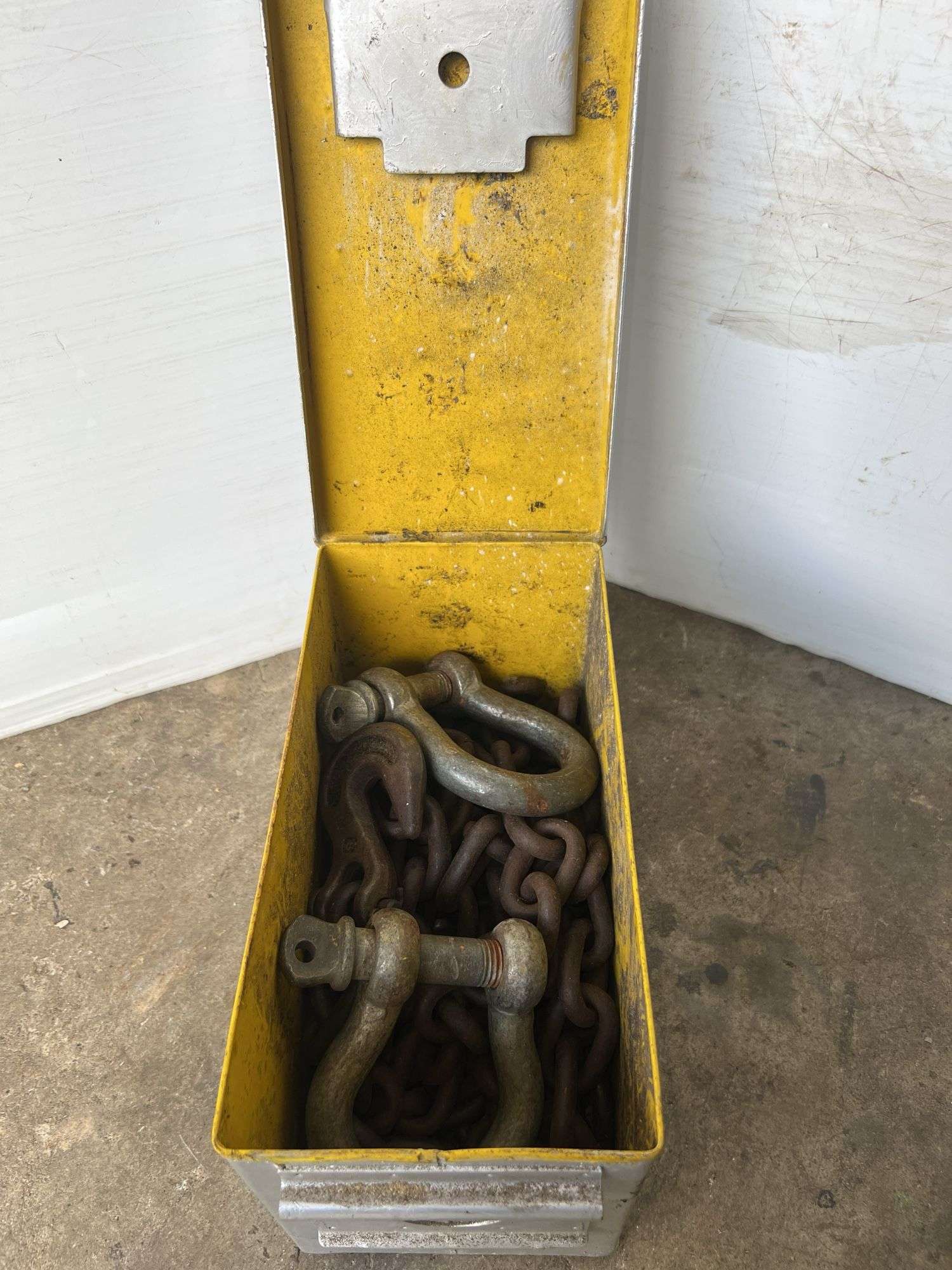 Silver Metal Ammo Crate w/ Chain and U-Hook