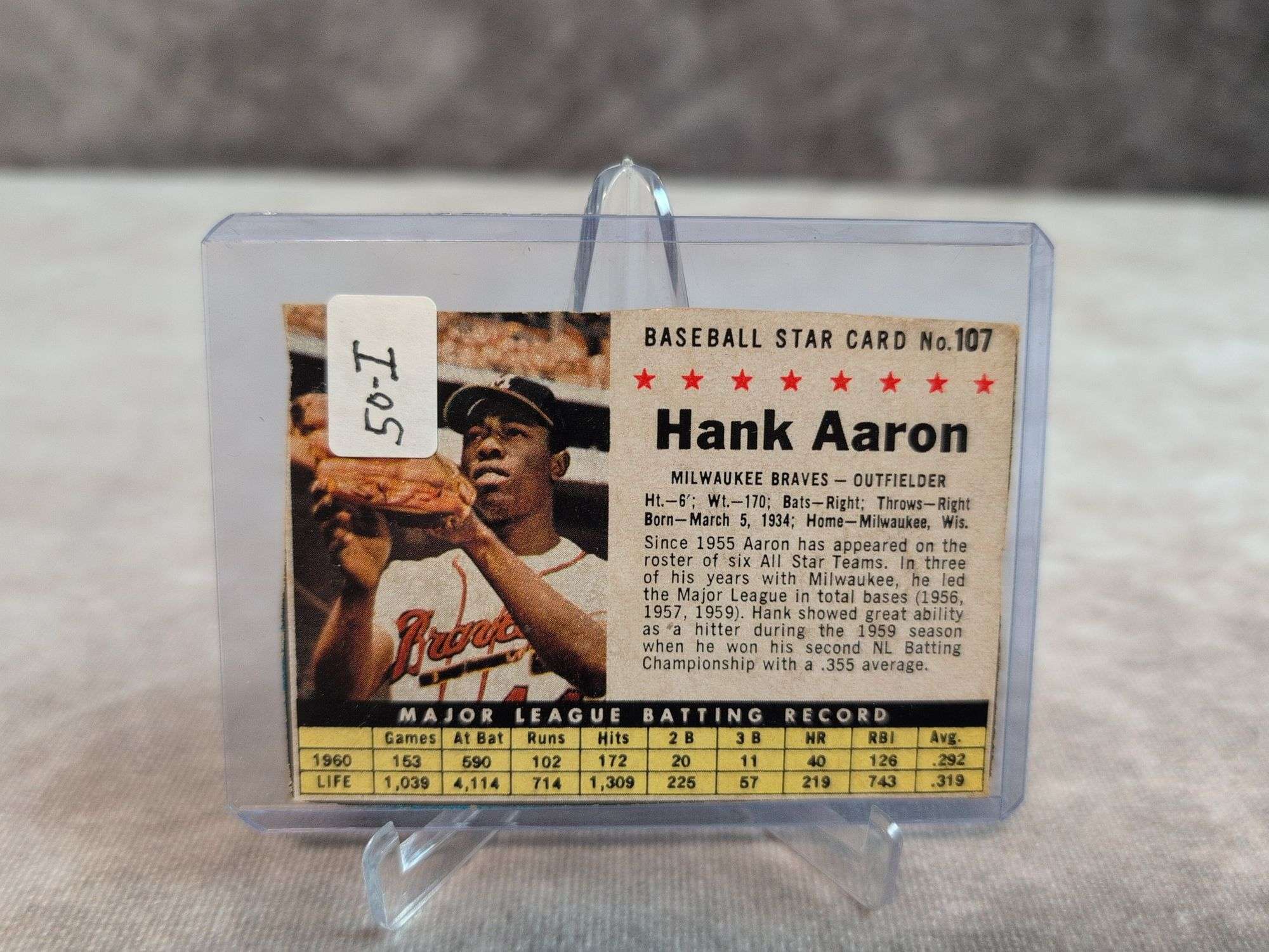 1961 Post Cereal Hand Cut Willie Mays #145 & Hank Aaron #107