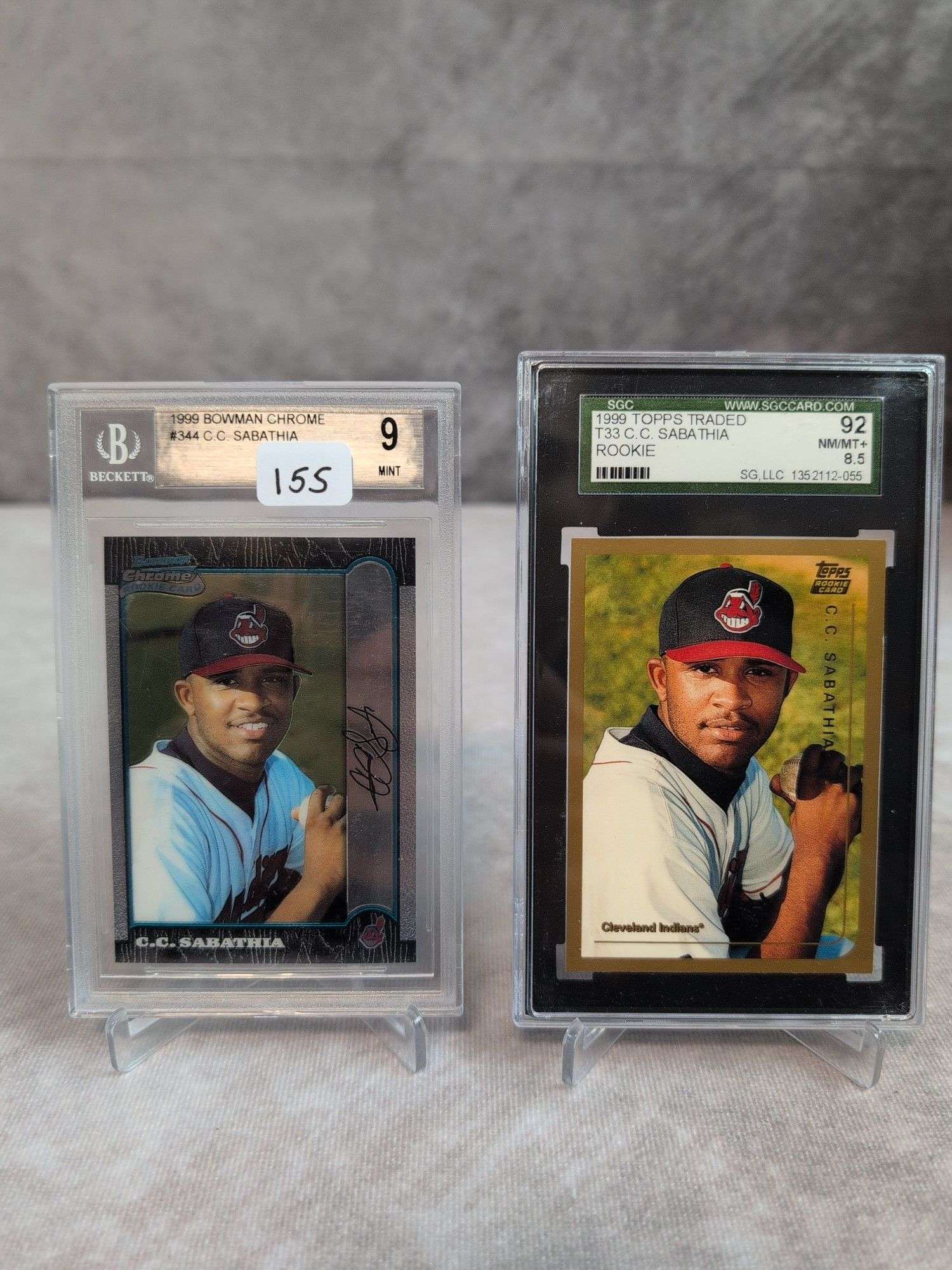 C.C. Sabathia Graded Rookie Card lot Bowman Chrome 344 & Topps Traded T33
