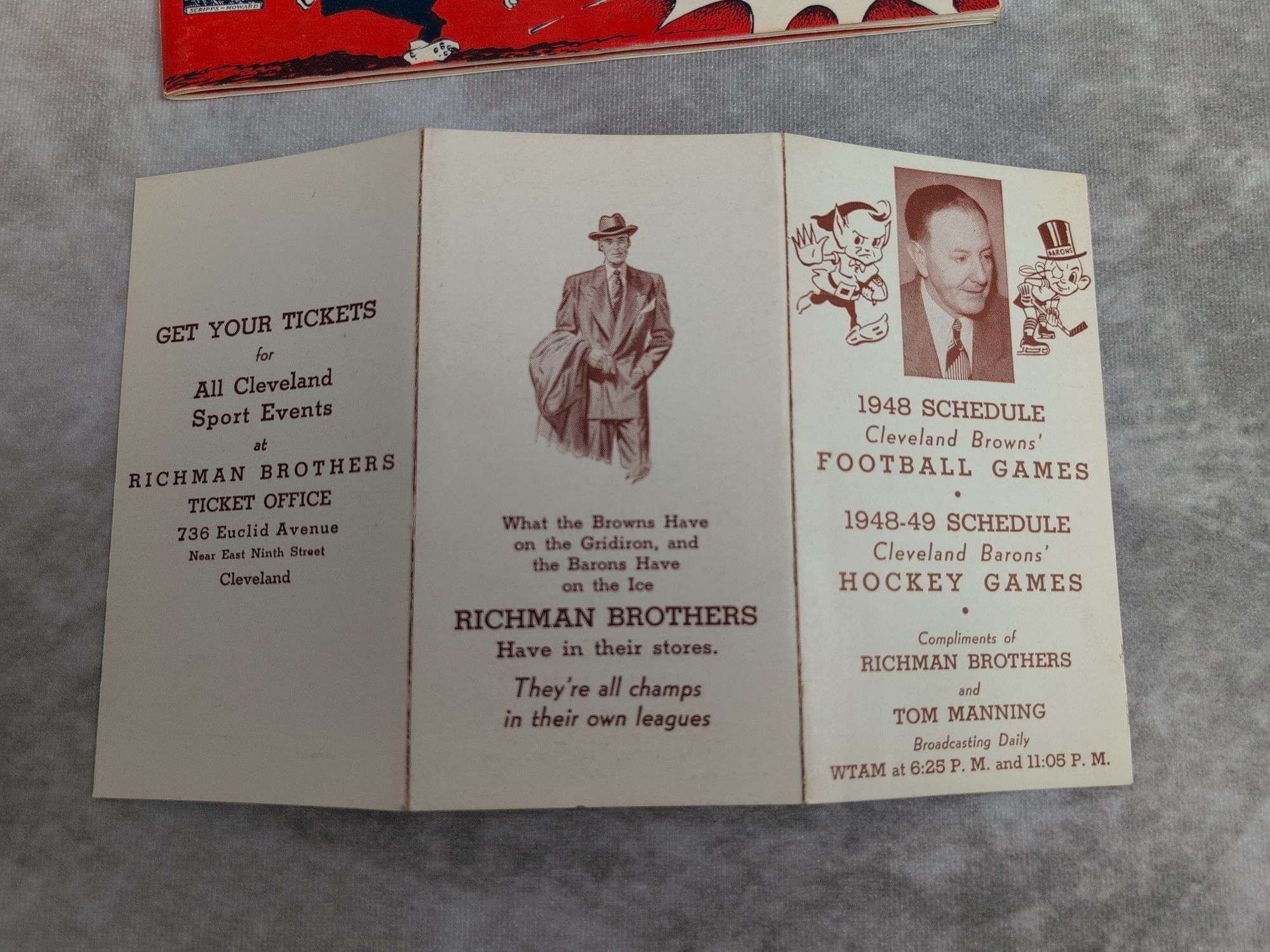 1948 Sept. 3rd Cleveland Browns Program vs L.A. Dons & 1948 Browns & Barons Schedule