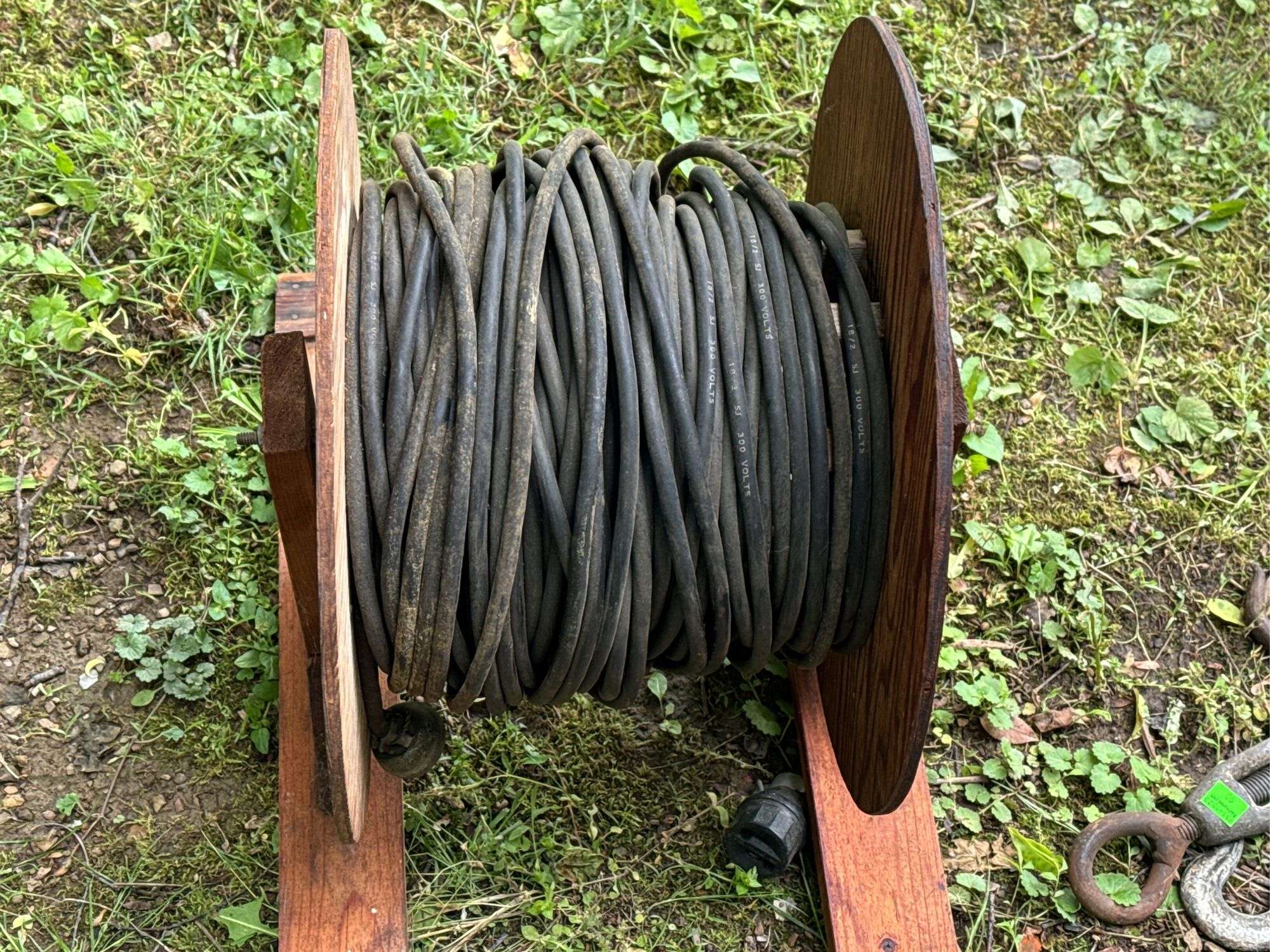 Wooden Spool of Extension Cable