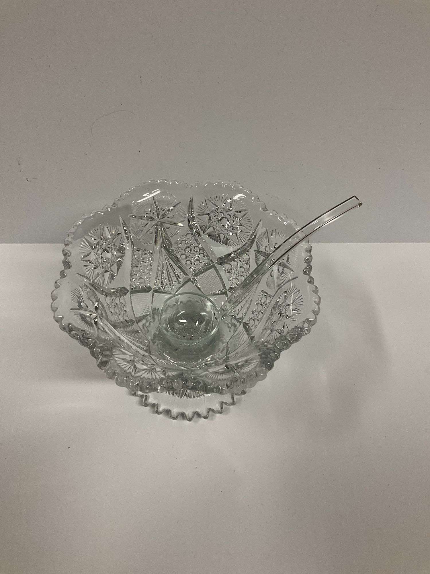 Vintage Glass Fruit Dish with Dipper