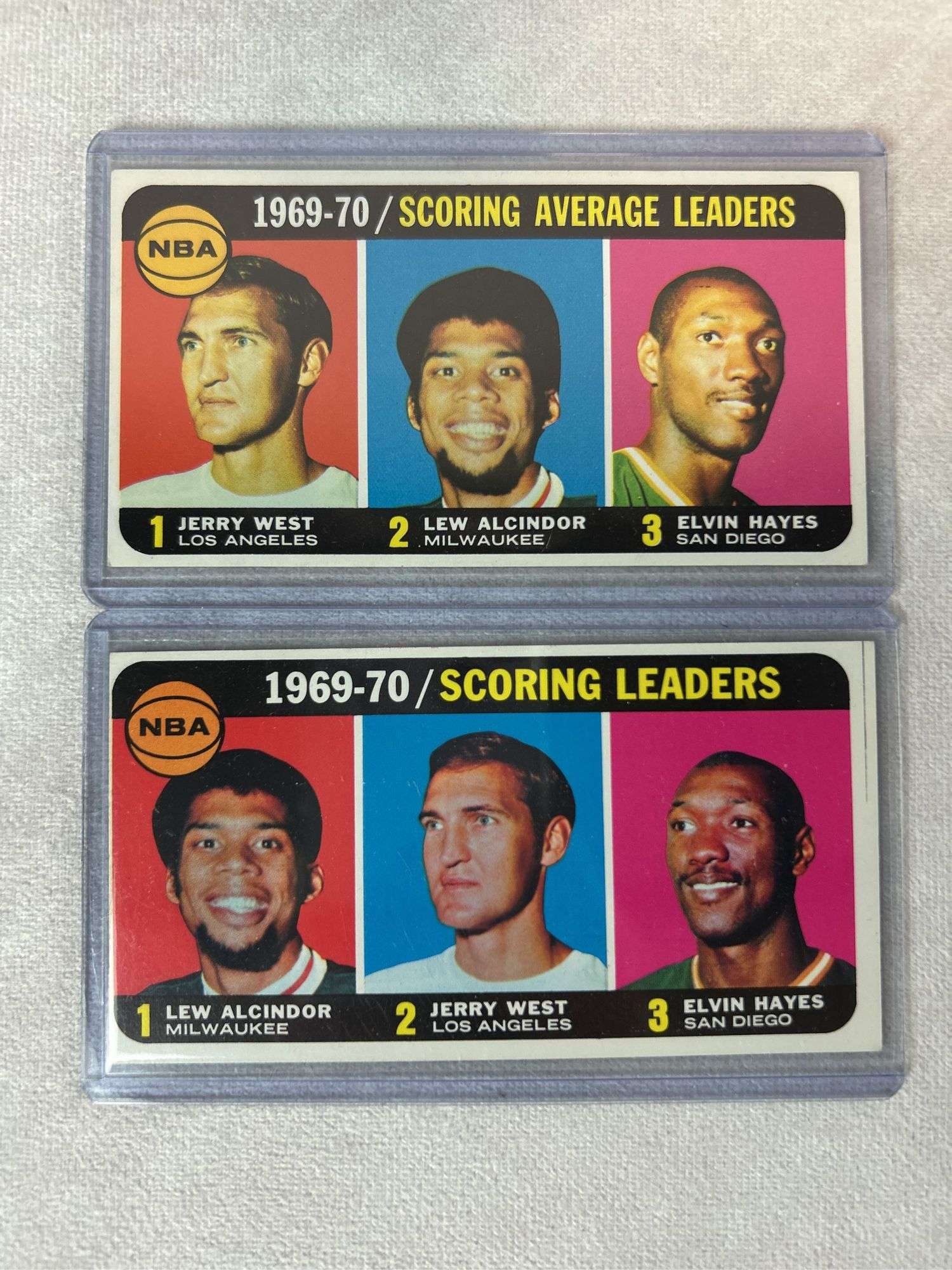 (4) 1970-71 Topps Basketball Leader Cards - West, Alcindor