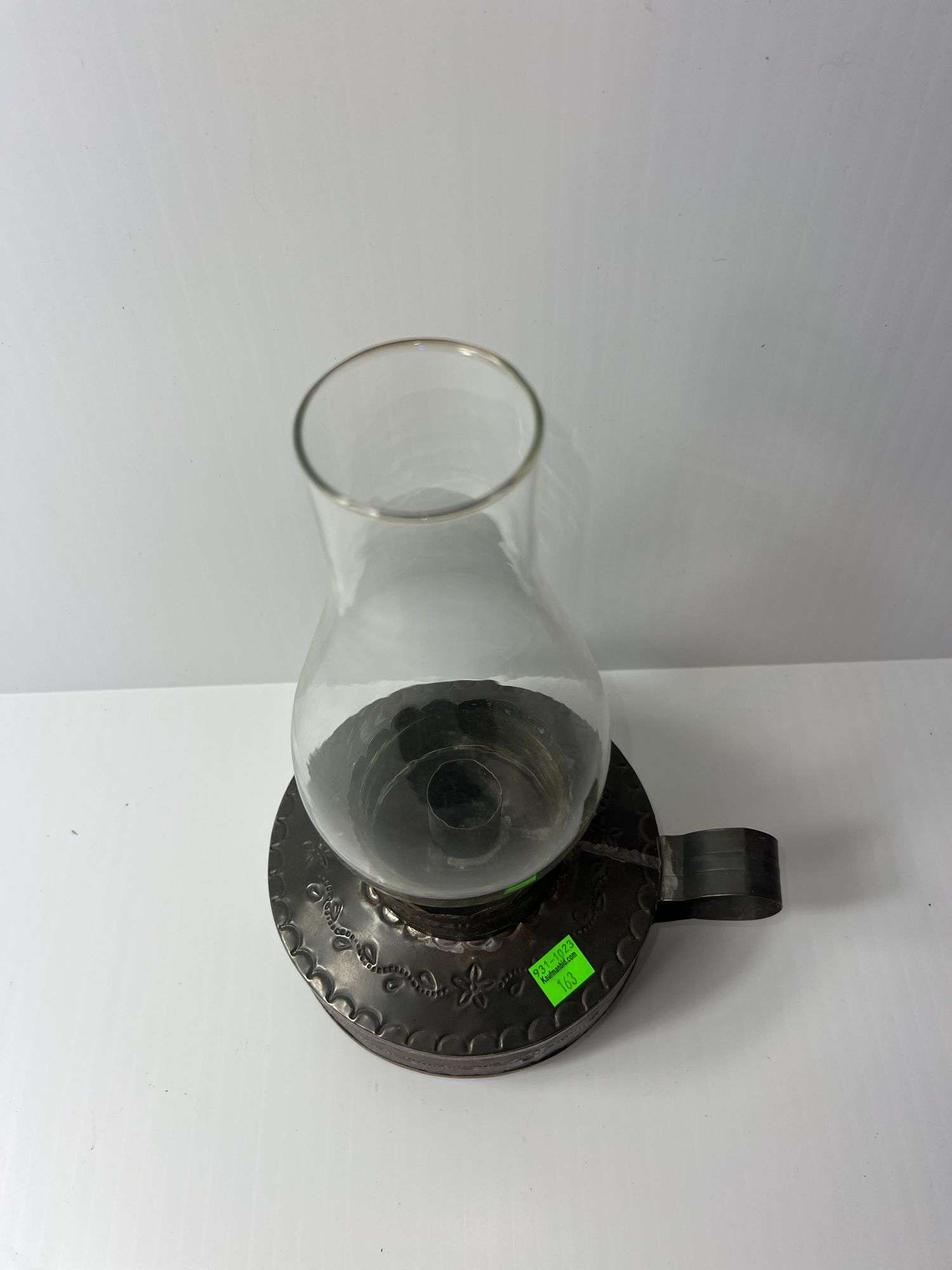 Vintage Mexican Art Oil Lamp w/ Tin Base