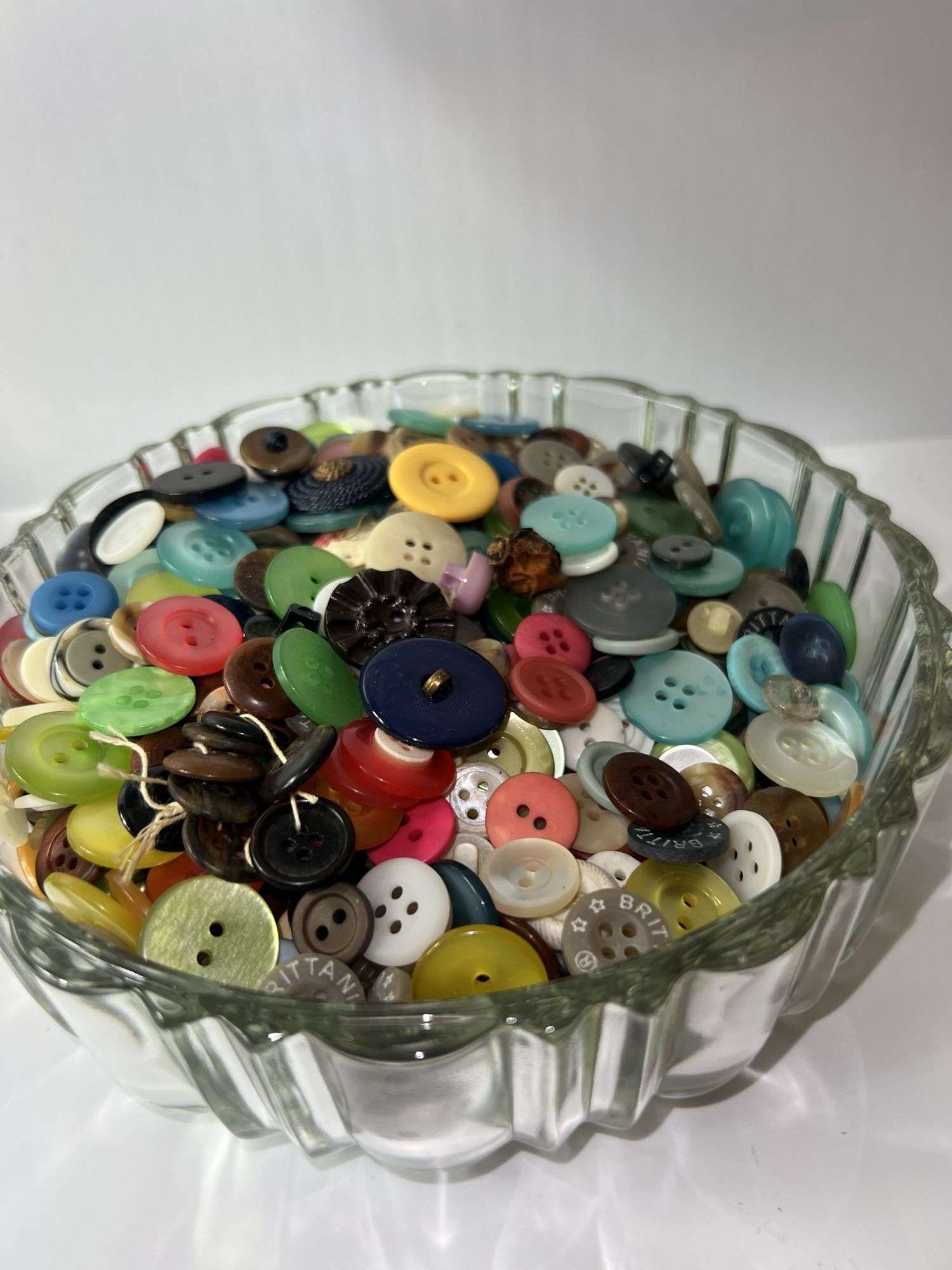 (2) Clear Glass Candy Dishes w/ Buttons