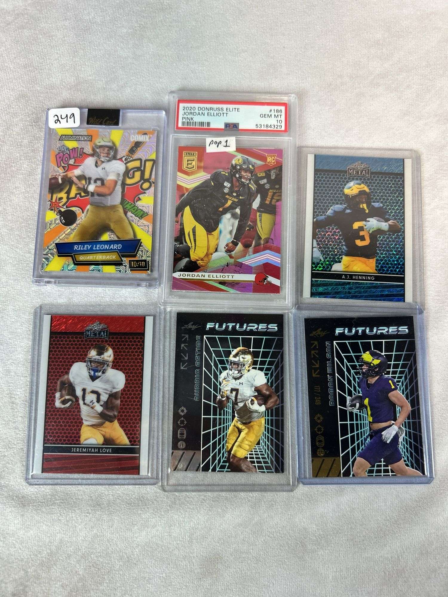 Notre Dame & Michigan (6) card lot w/ PSA 10  Riley Leonard, Love, Estime