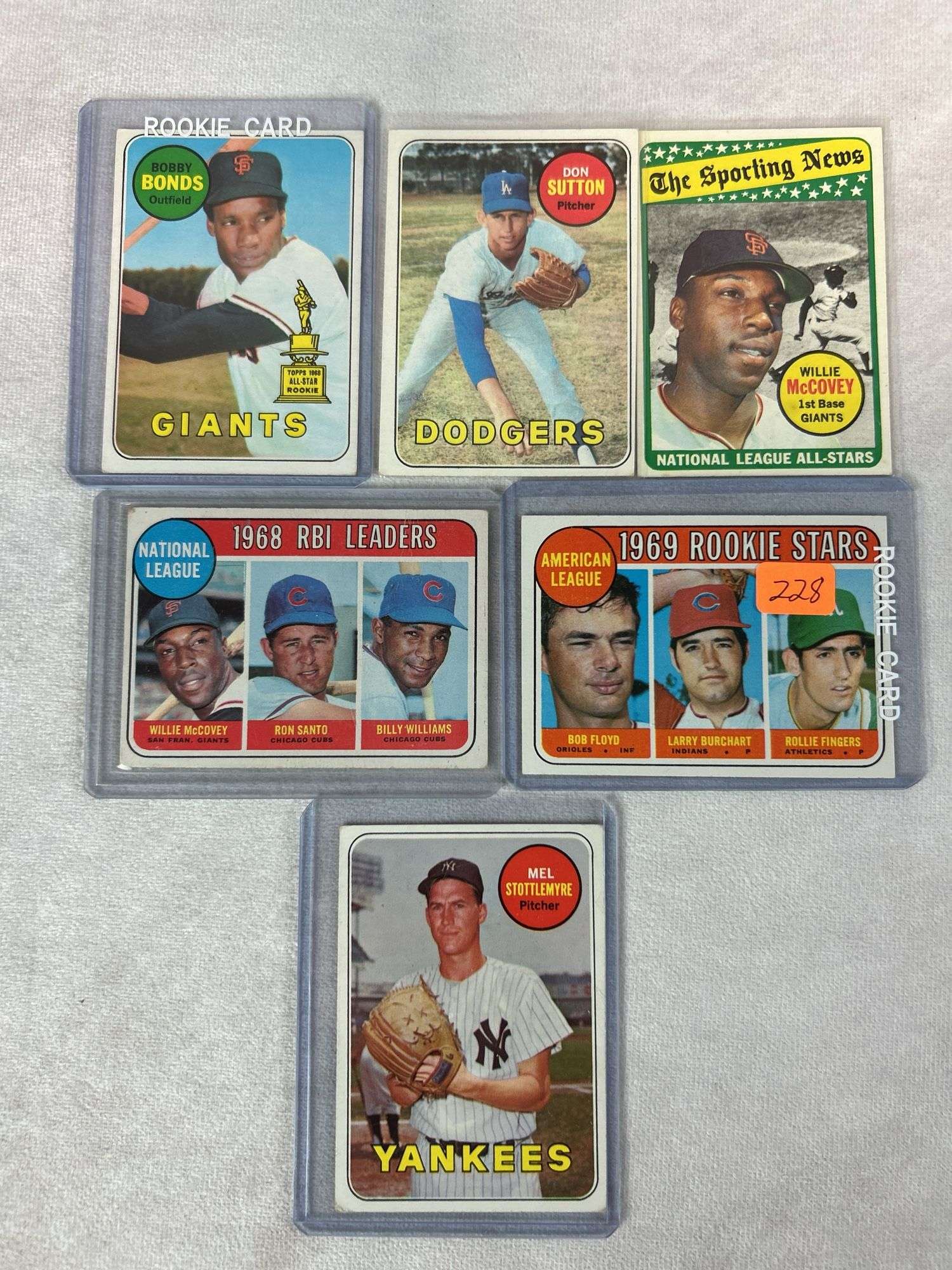 1969 Topps: Rollie Fingers, Bobby Bonds (Rookies) + Sutton, McCovey (2), Stottlemyre
