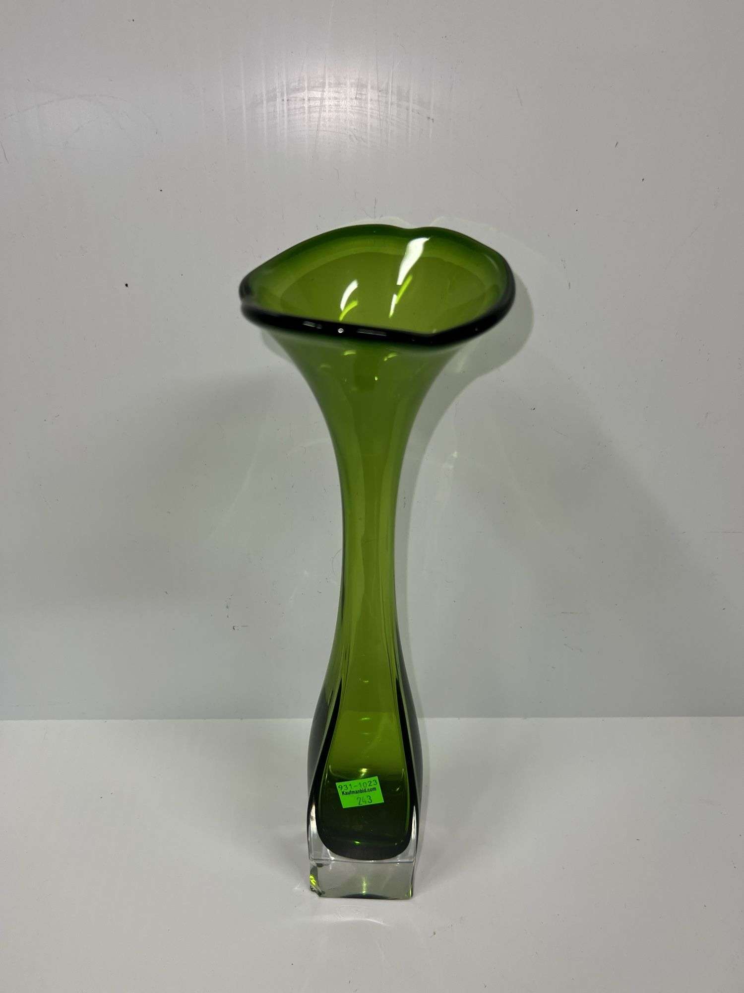 Green Tulip Glass Vase