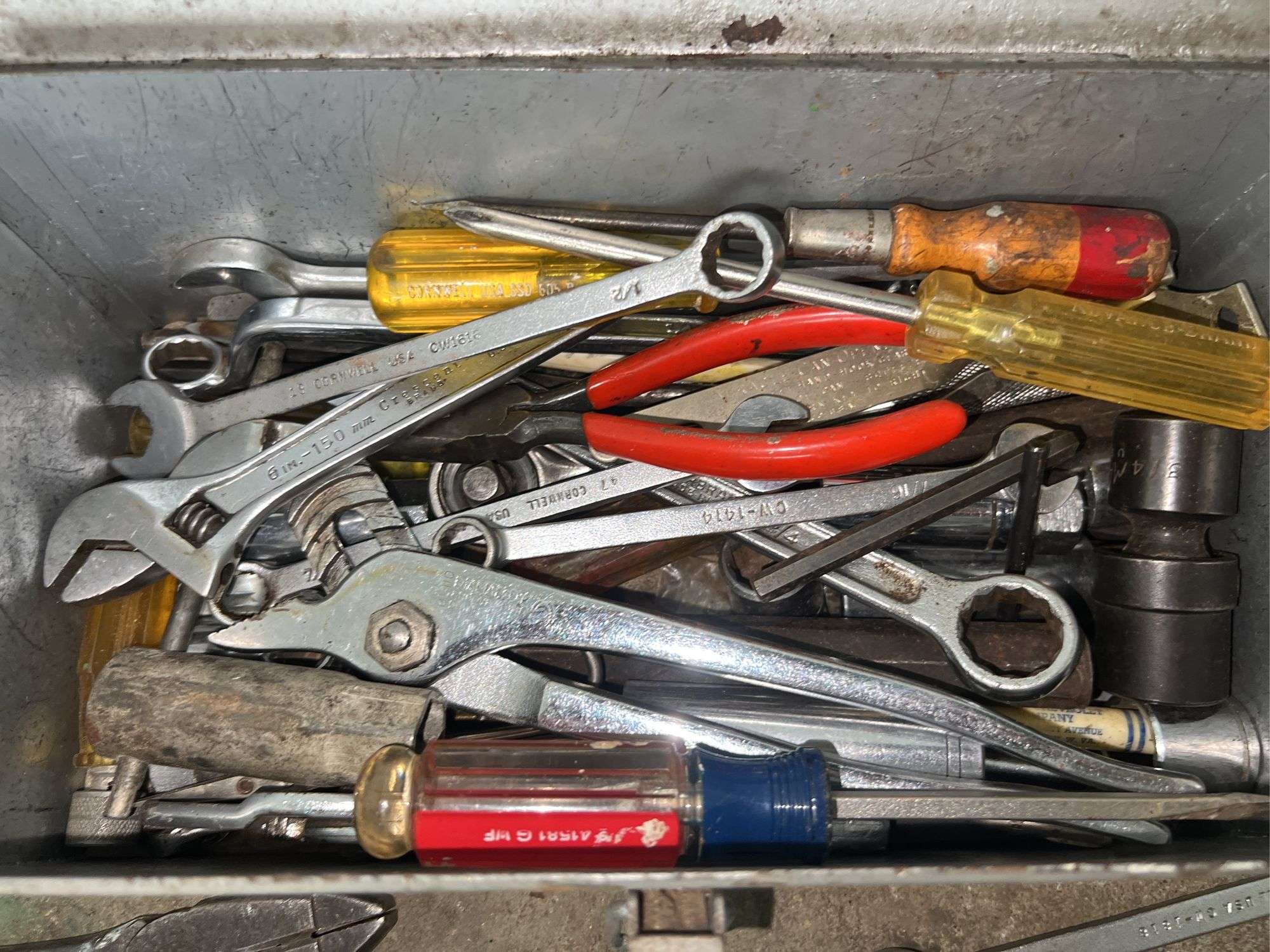 Silver Metal Toolbox w/ Hand Tools