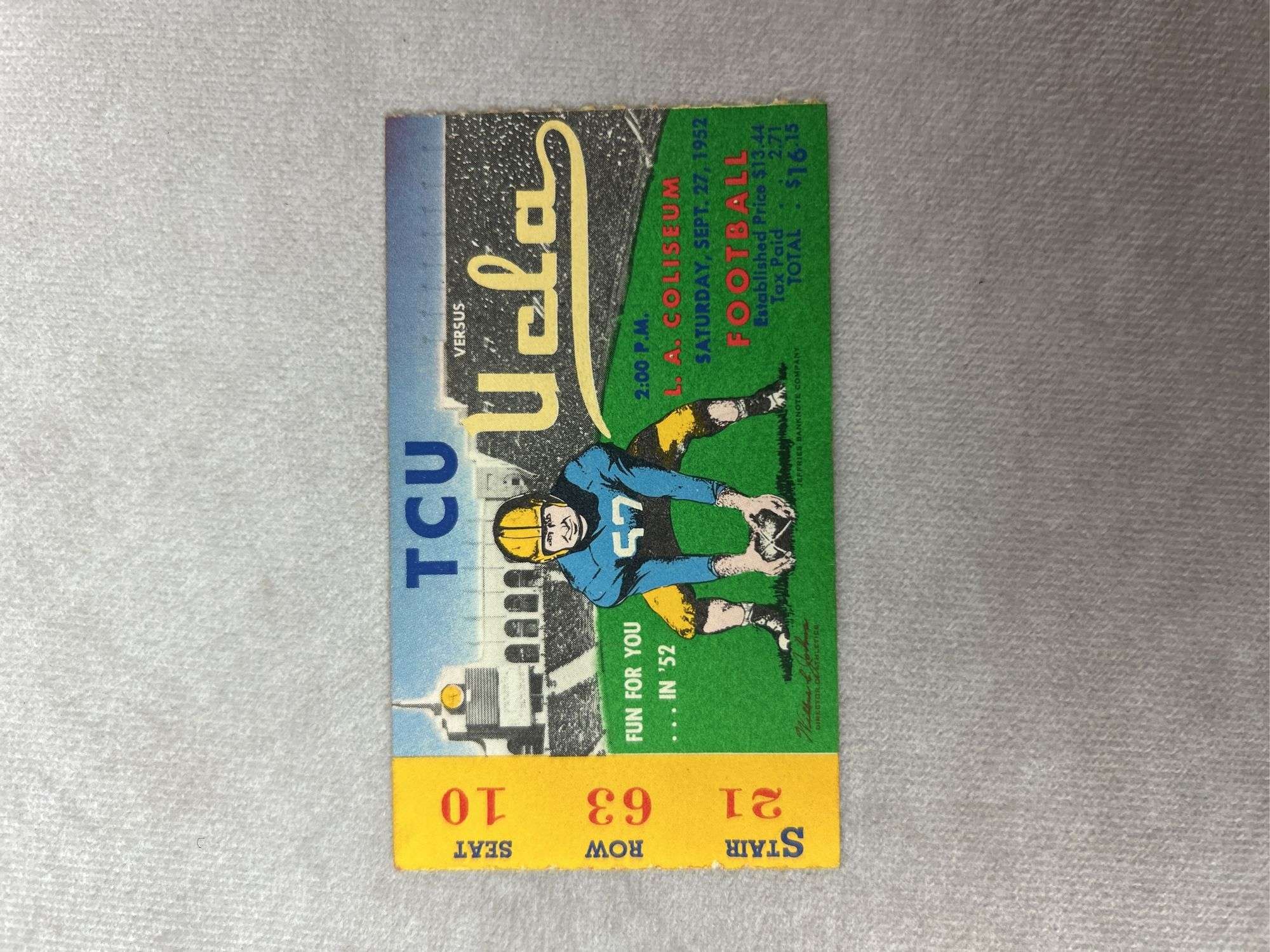 1952 UCLA vs TCU Program & Stub - 1952 USC vs Washington Program