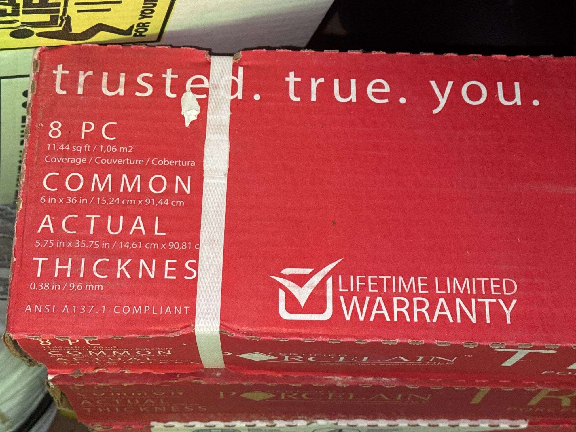 (6) Boxes of True Porcelain Waterproof Tile Flooring and (1) Bag of Porcelain/Tile Mortar