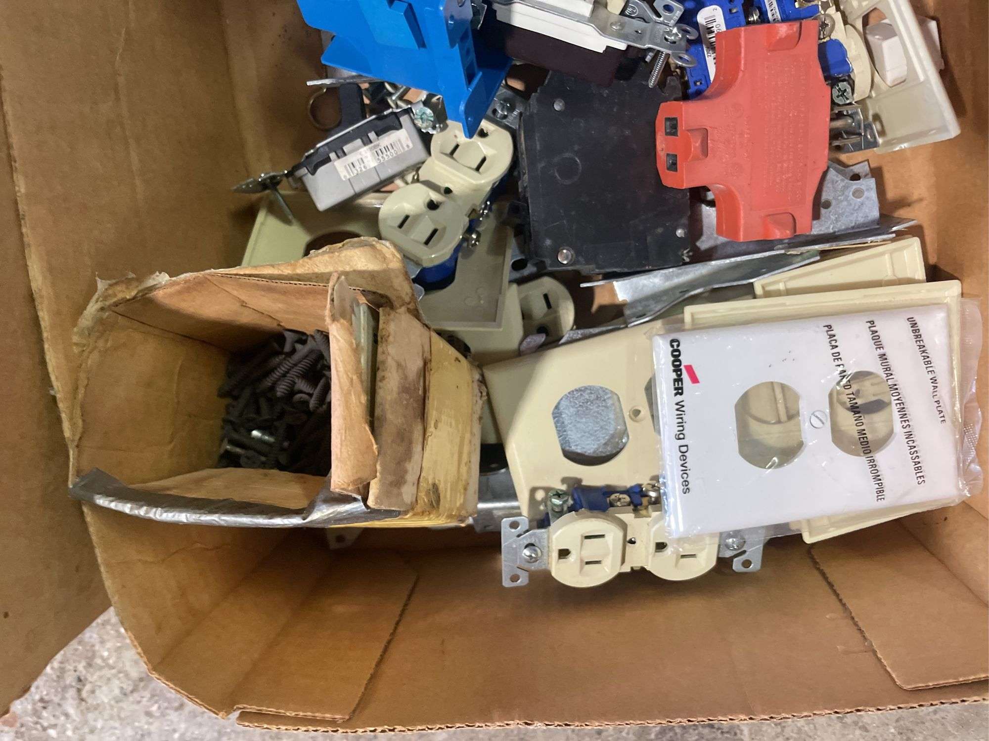 (2) boxes of tools/parts/supplies including electrical and plumbing items