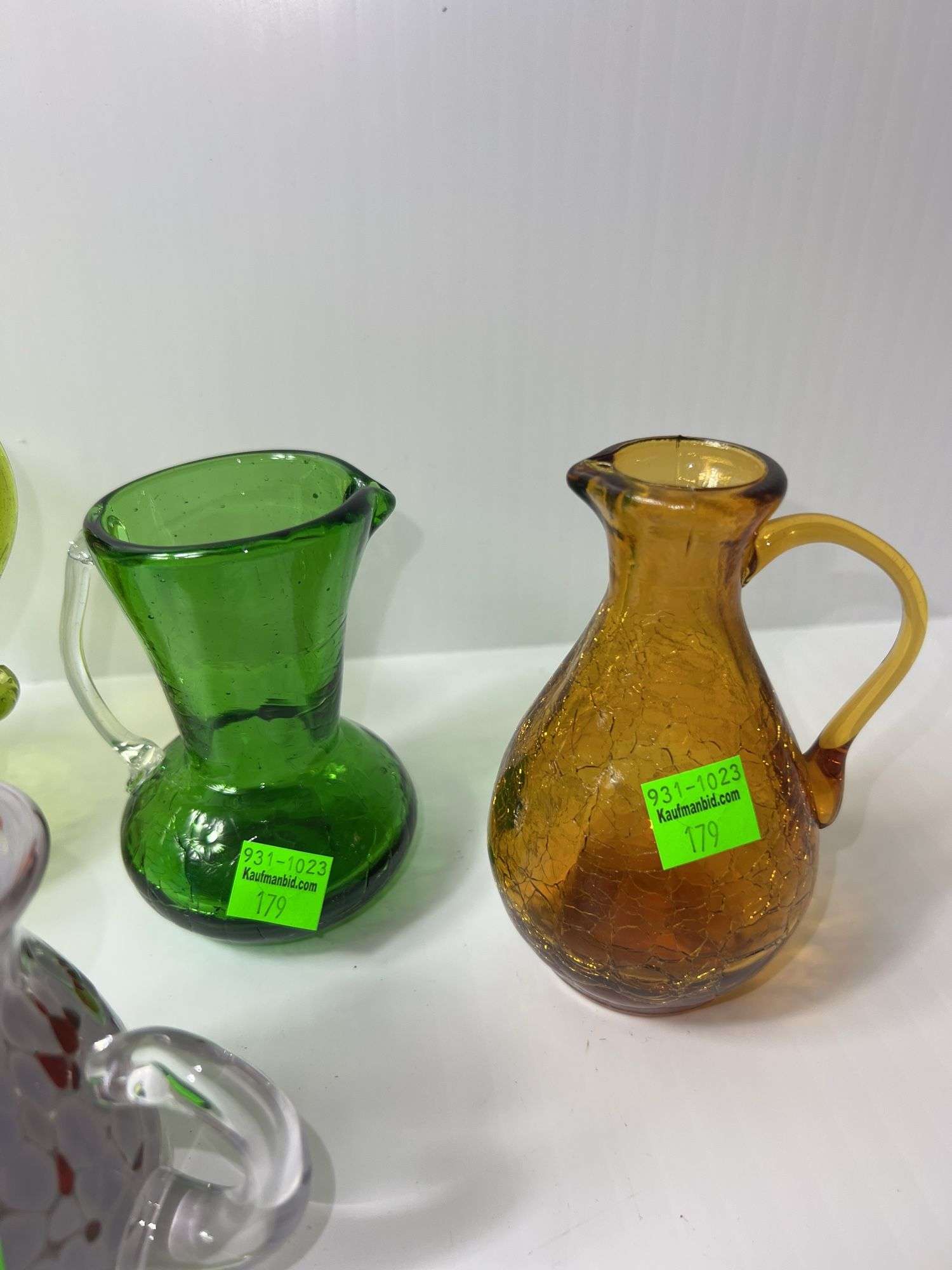 Assortment of Crackle Glass Vases