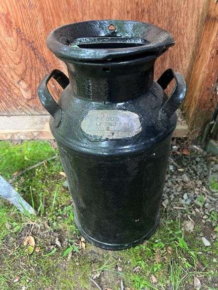 Vintage Black Painted Milk Can