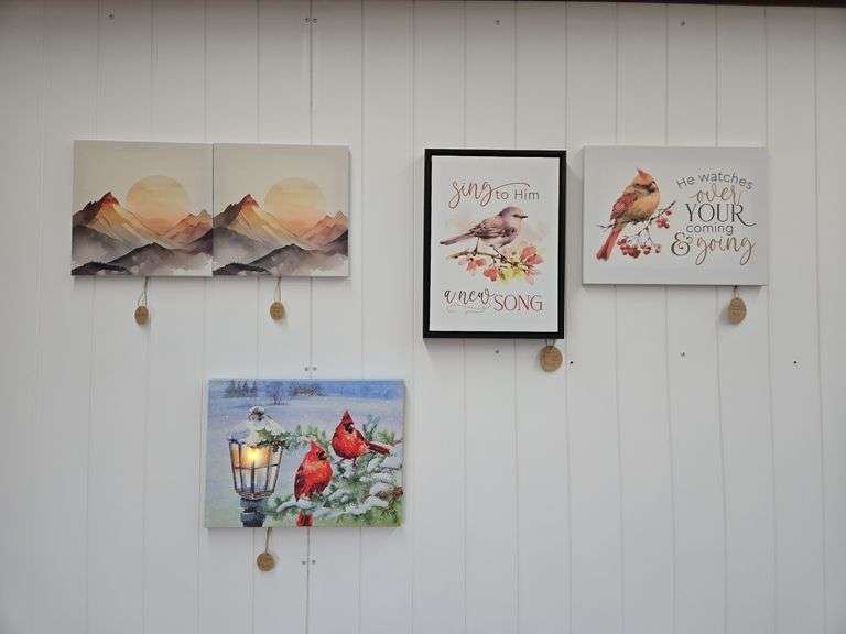Bird & mountain canvas wall art