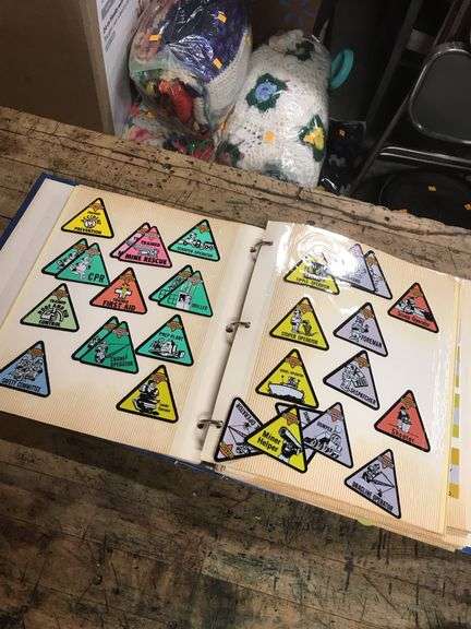 Vintage Consol mining stickers, Blacksville, Mountaineer guardian, miscellaneous, album is full