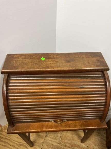 Vintage Wooden Roll Top Bread Box