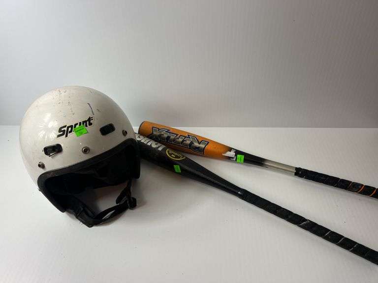 Racing Helmet and (2) Baseball Bats