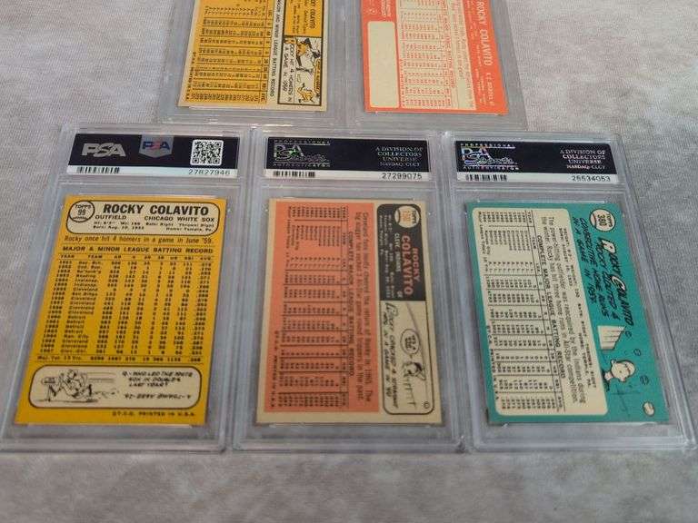 (5) Rocky Colavito PSA Graded Cards from the 60's - PSA 7's & 8's