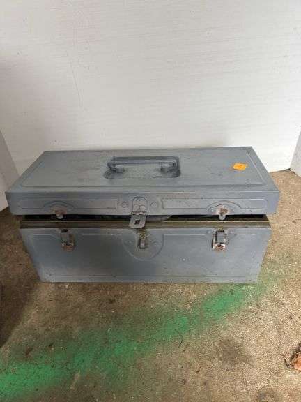 Traction Cable w/ Grey Plastic Carrying Case and Blue Metal Toolbox w/ Black Cable