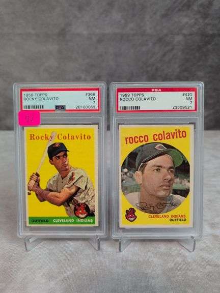 Rocky Colavito 1958 & 1959 Topps, PSA NM 7