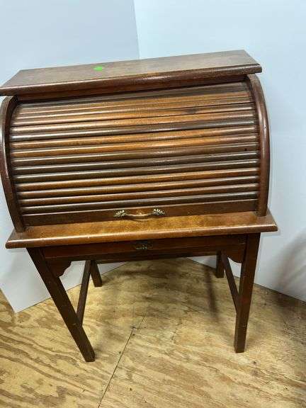 Vintage Wooden Roll Top Bread Box