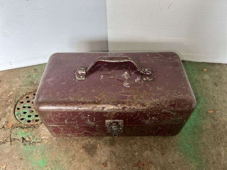 Purple Metal Toolbox w/ Contents
