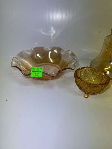 Assortment of Amber Colored Glassware