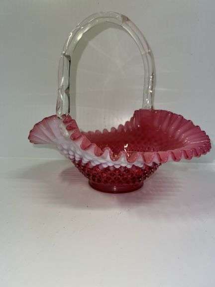 Fenton Hobnail Glass Basket