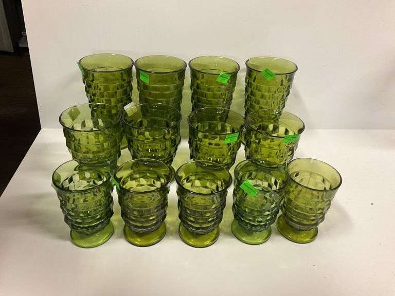 Vintage Indiana Glass Avocado Green Glass