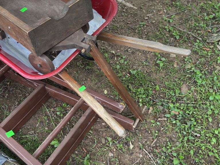 Mini Wheelbarrow, Wooden Cart, Step Stool and Ratchet Strap