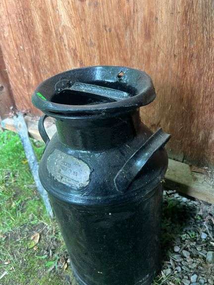Vintage Black Painted Milk Can
