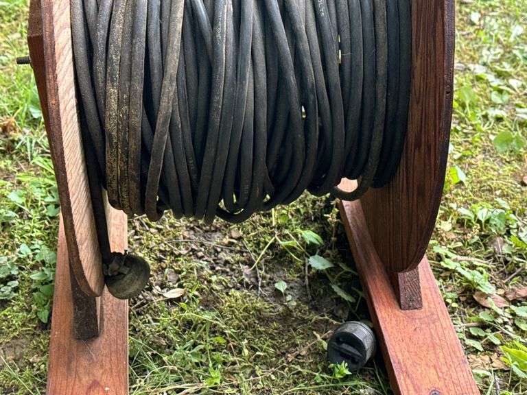 Wooden Spool of Extension Cable
