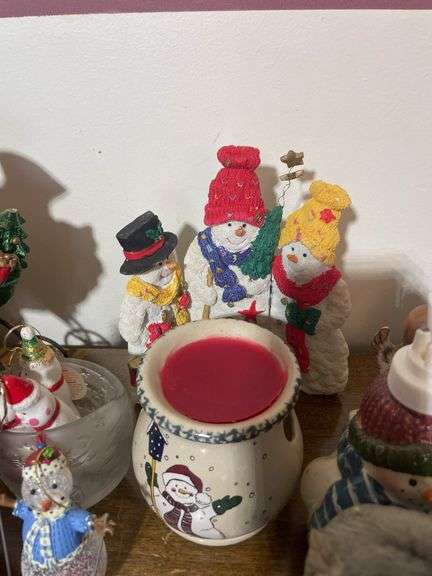 (2) boxes of mostly Christmas figurines & decorations - mostly snowmen