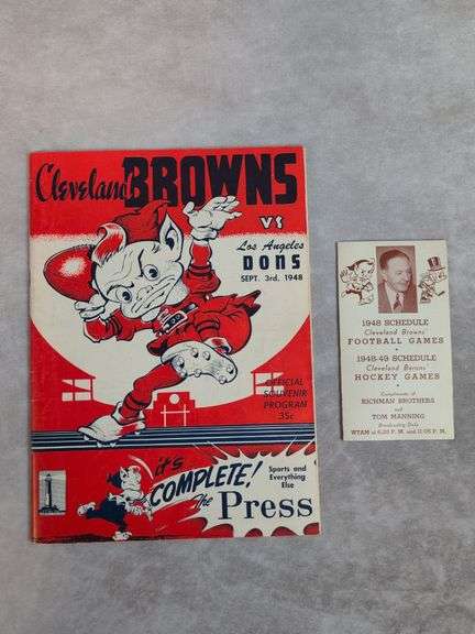 1948 Sept. 3rd Cleveland Browns Program vs L.A. Dons & 1948 Browns & Barons Schedule