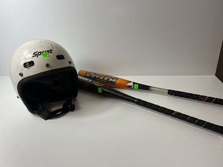 Racing Helmet and (2) Baseball Bats