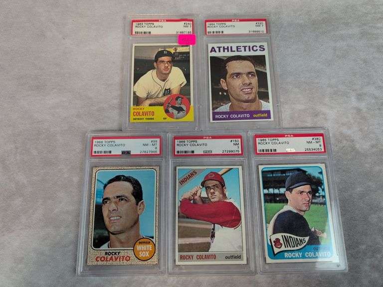(5) Rocky Colavito PSA Graded Cards from the 60's - PSA 7's & 8's