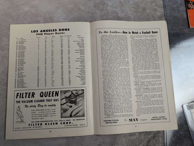 1948 Sept. 3rd Cleveland Browns Program vs L.A. Dons & 1948 Browns & Barons Schedule
