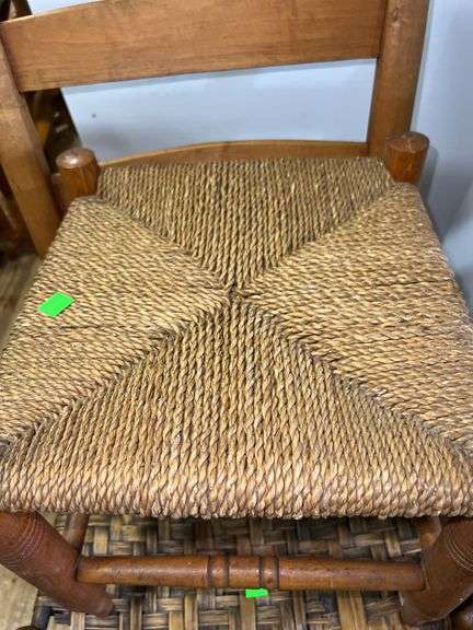 Wooden and Woven Rocking Chairs and Footstool