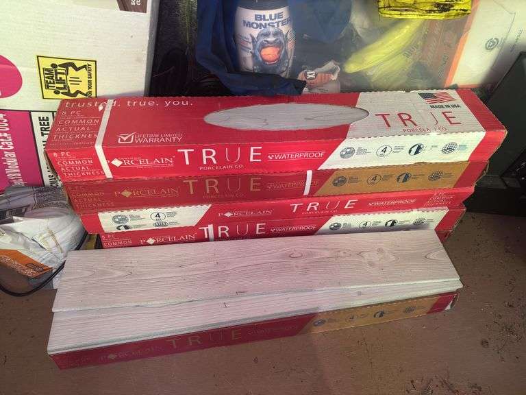 (6) Boxes of True Porcelain Waterproof Tile Flooring and (1) Bag of Porcelain/Tile Mortar