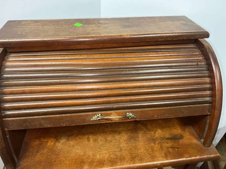 Vintage Wooden Roll Top Bread Box