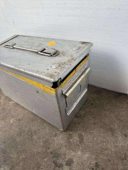 Silver Metal Ammo Crate w/ Chain and U-Hook